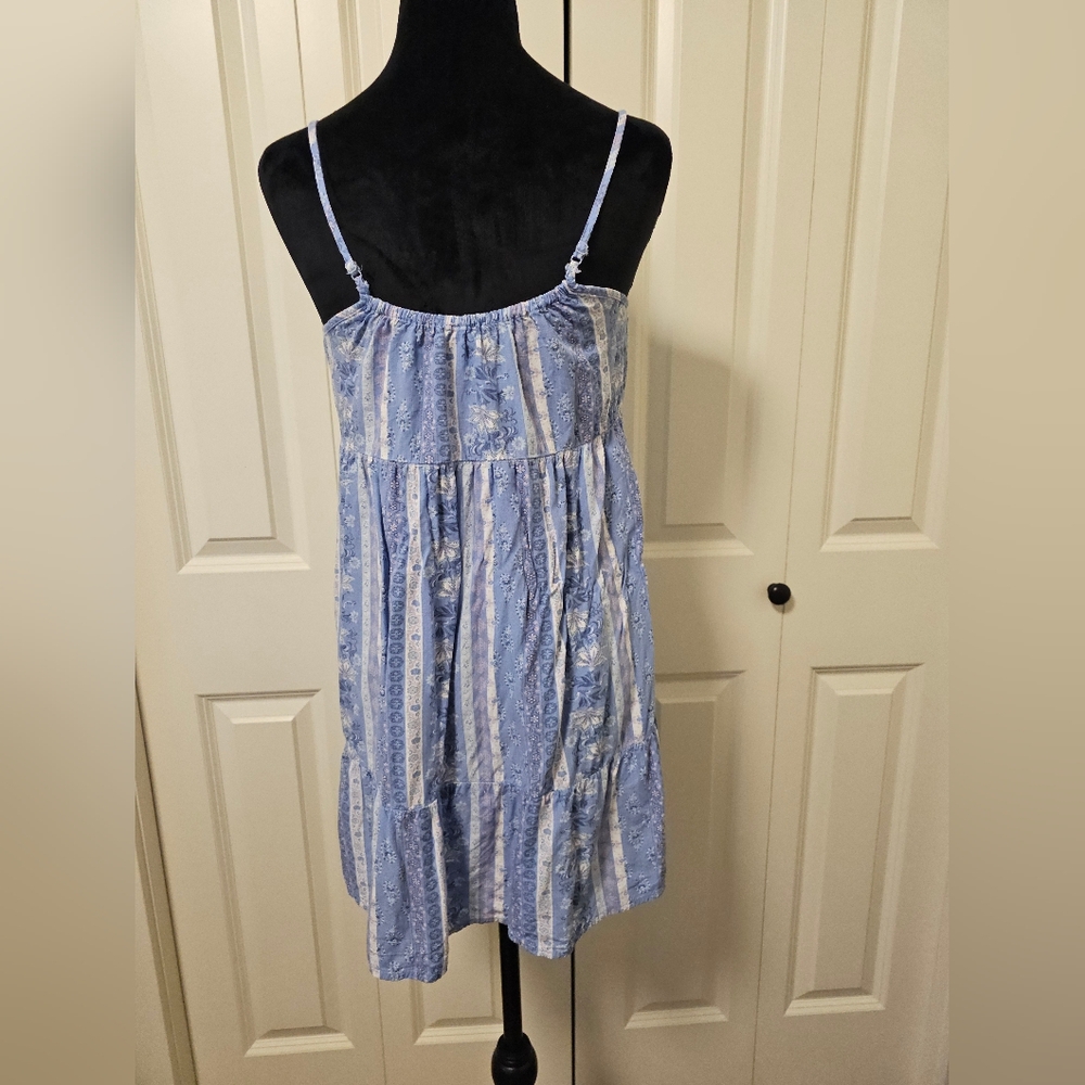 Wild Skye Womens Babydoll  Floral Boho Mini Dress Top Blue Pink SZ XS - Picture 2 of 12